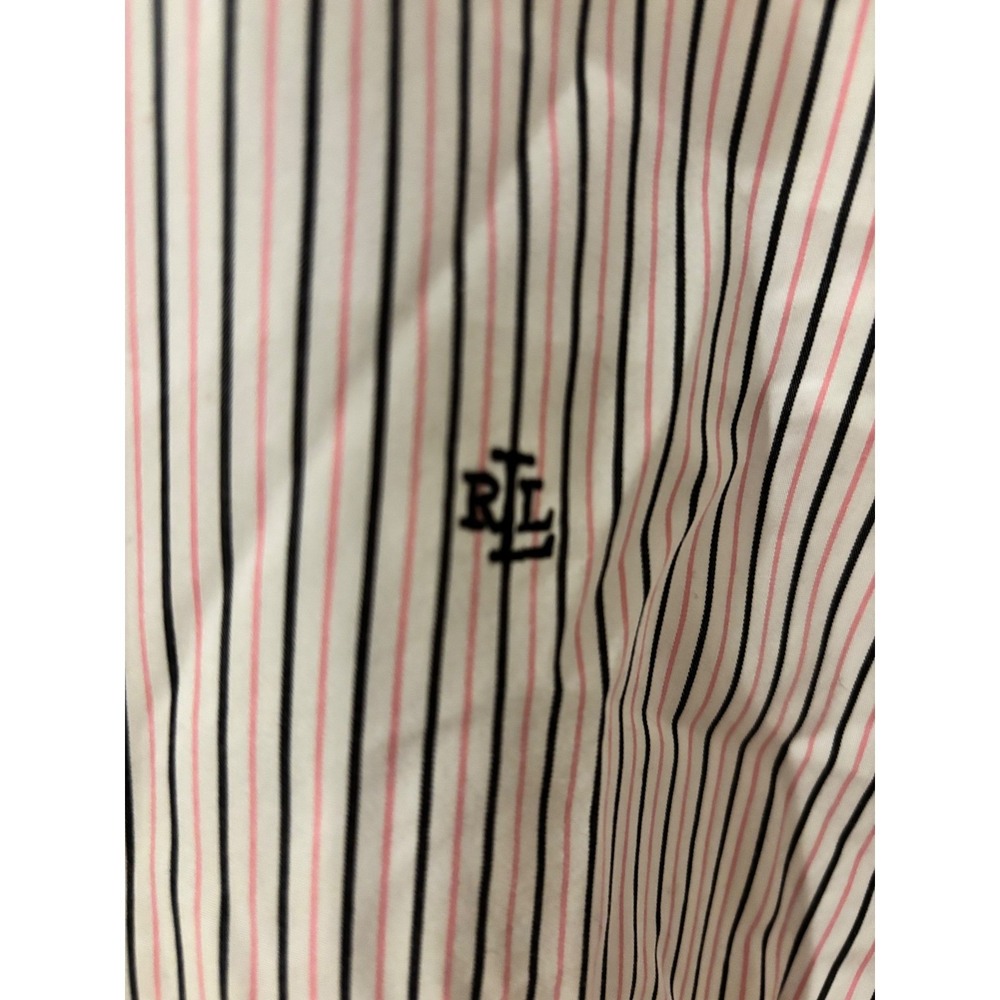 Lauren Ralph Lauren Womens Striped Button Down Shirt Pink  White Size Lg - Picture 2 of 6